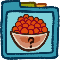 a lot of red circles in a bowl with a question mark on it, inside a teal folder that has green and orange folder tabs behind it.